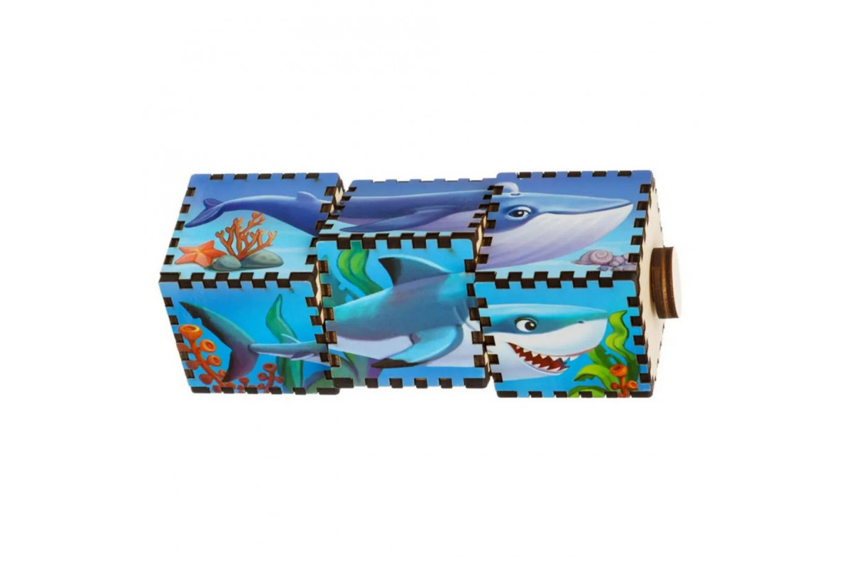 Дерев'яні кубики "Водний світ" Ubumblebees (ПСД179) PSD179 обертаються