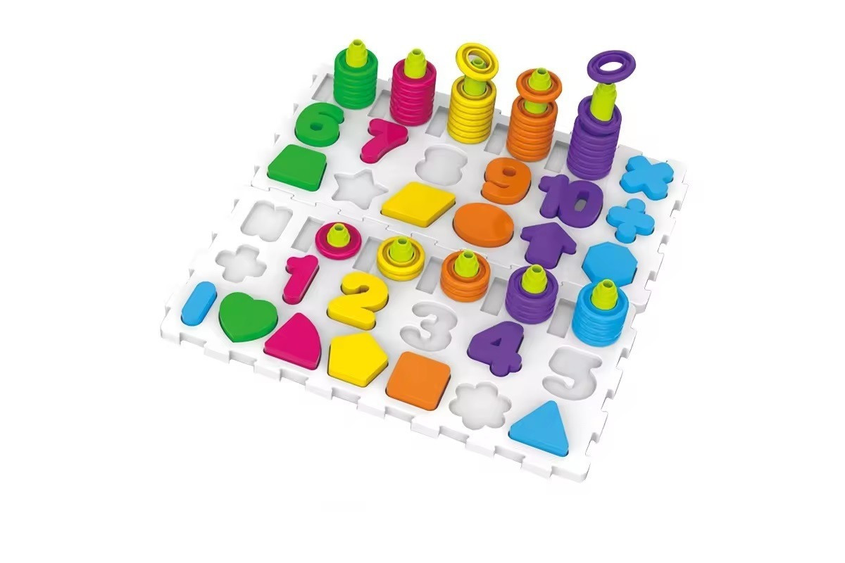 Развивающая игра "Логика-вкладыш 4 в 1" DF80 цифры, буквы, фигуры, транспорт