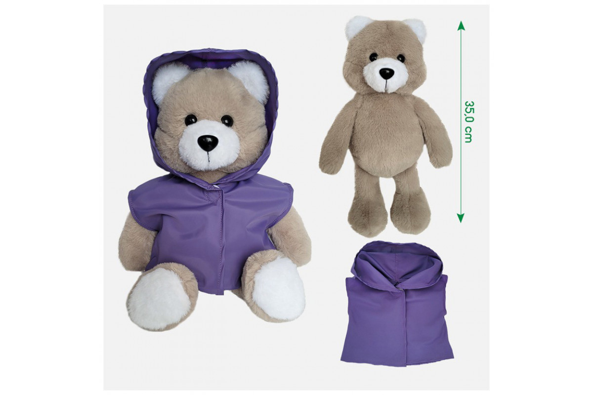 Мягконабивная игрушка пушистый Мишка МС 080501-04 в фиолетовом плаще 35 см.