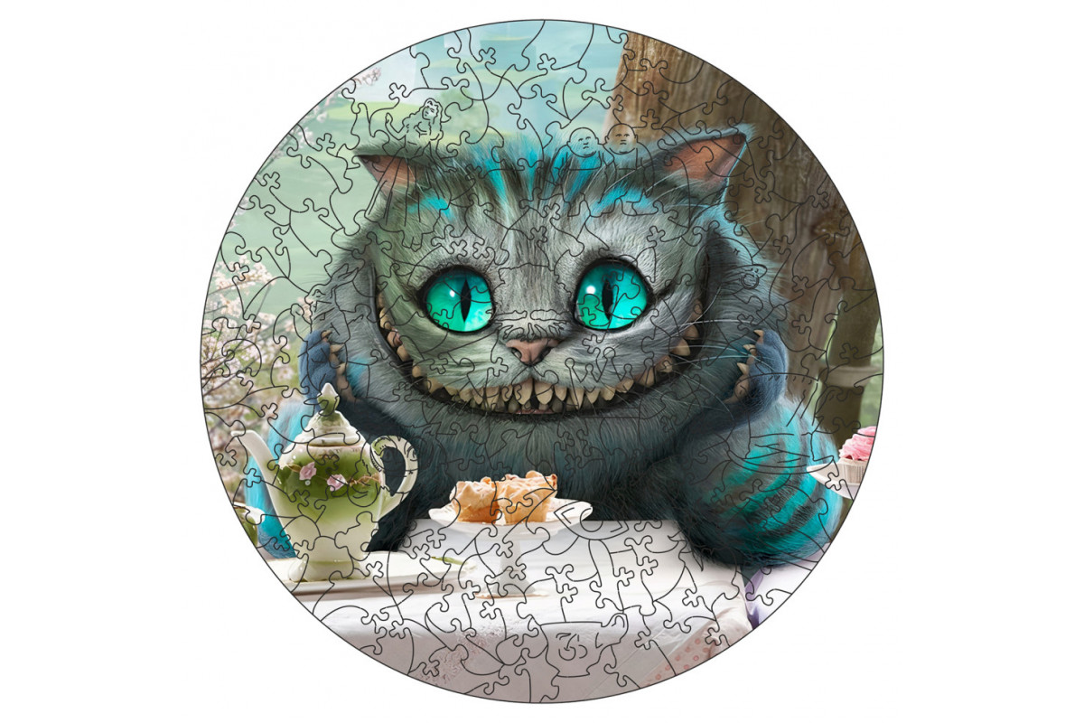 Фигурный пазл из дерева "Алиса Чеширский кот"  PZ010-A4C-AC 75-125 деталей, размер А4, картонная коробка