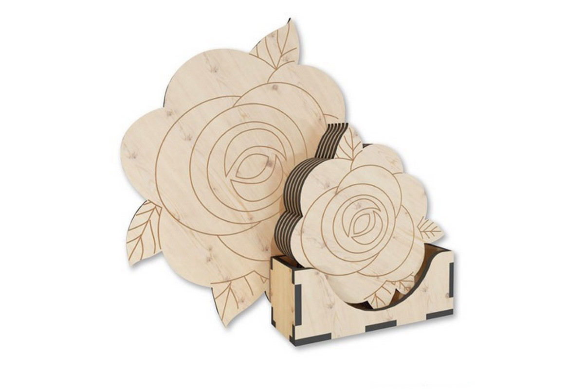 Деревянная подставка под горячее "Розы" FDPO-299