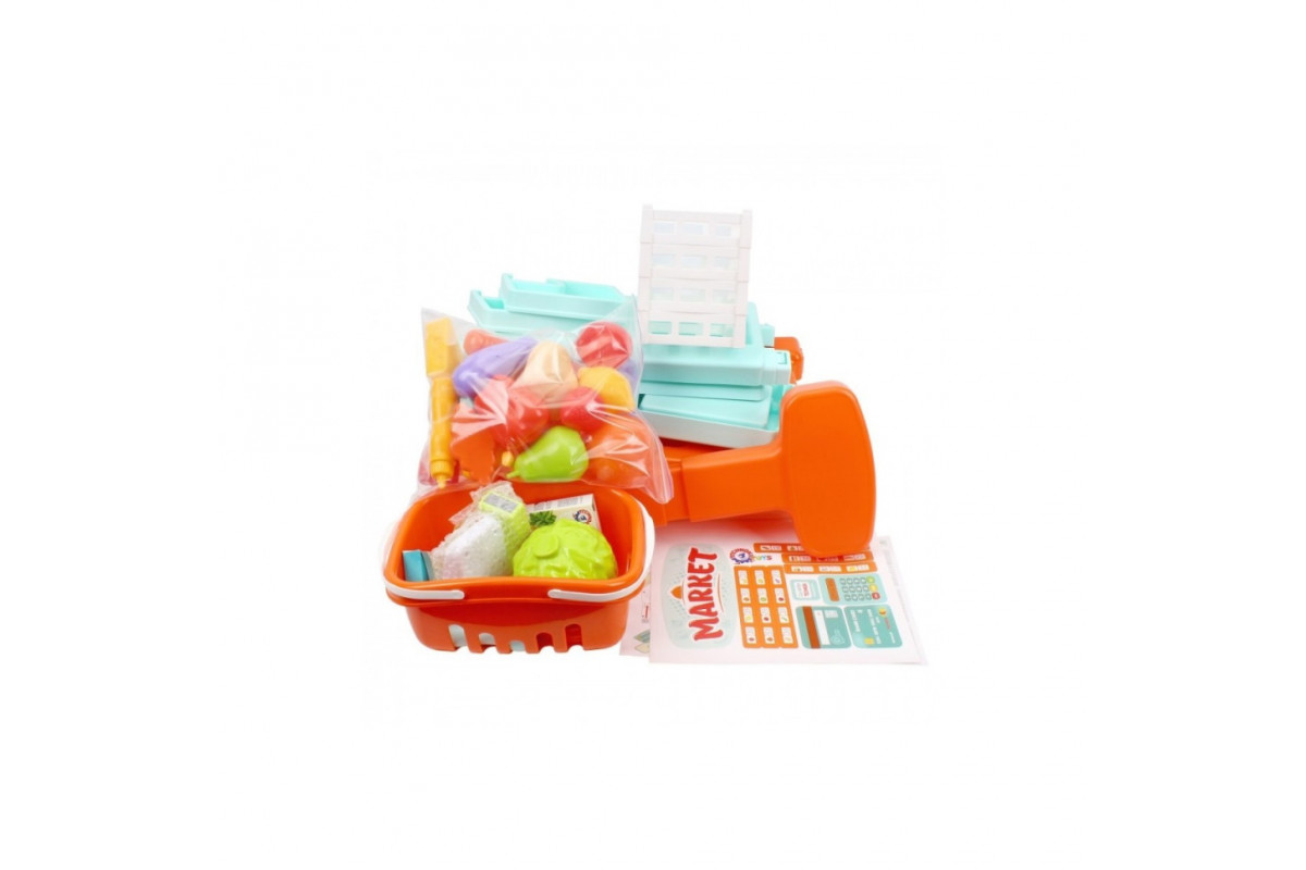 Игровой детский набор "Маркет" 0730TXK прилавок с полками, корзина, разные продукты