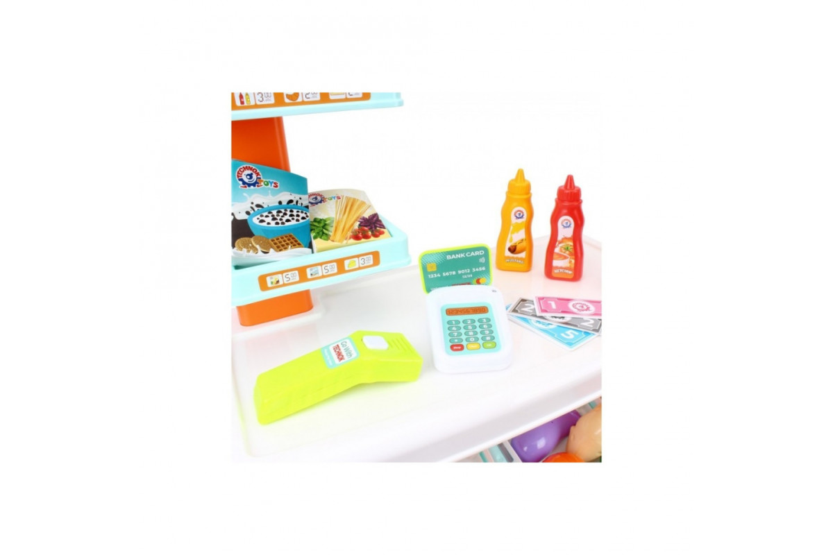 Игровой детский набор "Маркет" 0730TXK прилавок с полками, корзина, разные продукты