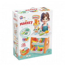 Игровой детский набор "Маркет" 0730TXK прилавок с полками, корзина, разные продукты