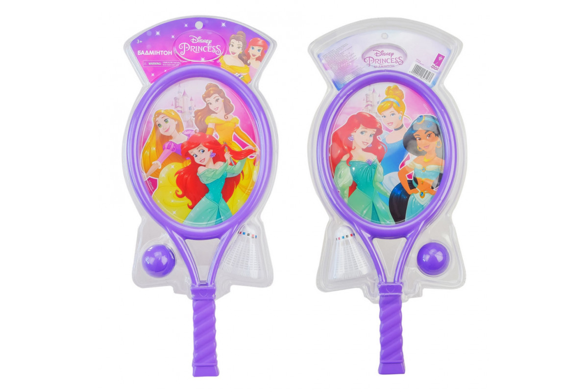 Детский игровой бадминтон "Принцессы Дисней" Bambi LR1007 воланчик, мячик и 2 ракетки