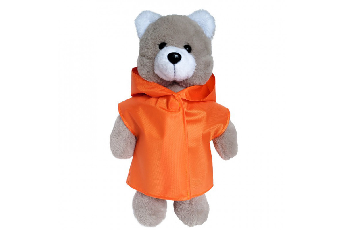 Мягконабивная игрушка пушистый Мишка МС 080501-05 в оранжевом плаще 35 см