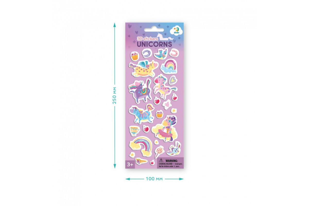 Набір 3D-наклейок "Єдиноріжки" DoDo 300844