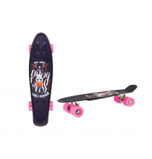 Детский скейт, пенни борд 22" SC20402 (RL7T) Skull, PU колеса, дека 56*15 cm Розовый
