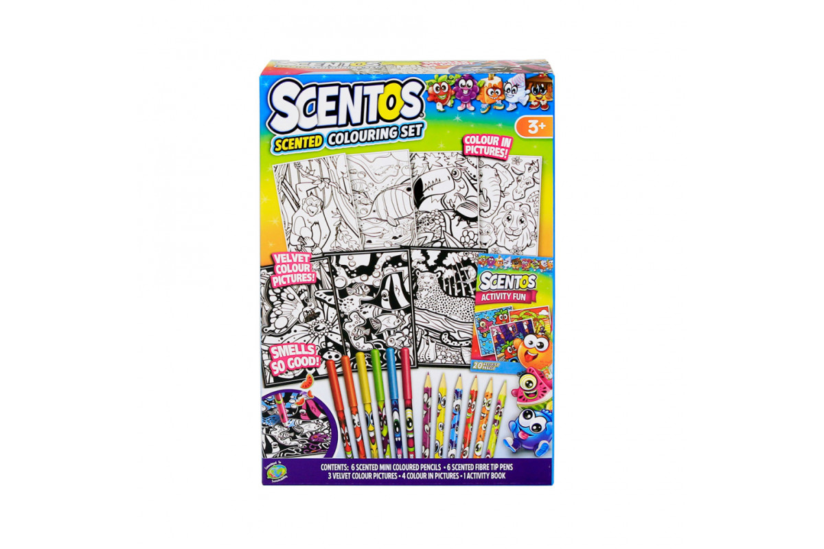 Ароматный набор для творчества "Забавные раскраски" Scentos 42558, маркеры, карандаши, раскраски