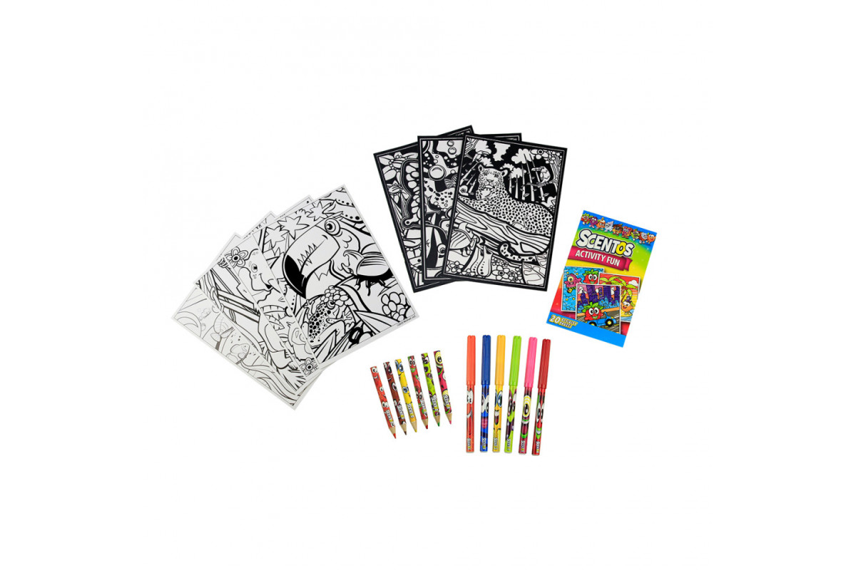 Ароматный набор для творчества "Забавные раскраски" Scentos 42558, маркеры, карандаши, раскраски