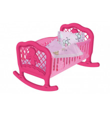 Игрушечная кроватка-колыбель для кукол 4524TXK с постельным бельем Розовая