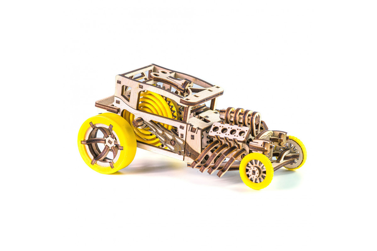 Дерев'яний конструктор "Hot Rod" Time for Machine T4M380303 Жовтий