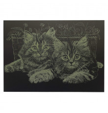 Гравюра А4 "Кошки" ГрА4-13з эконом вариант в пакете 29,7х21 см