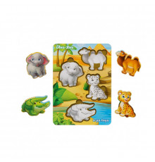 Деревянный пазл-вкладыш "Животные Африки-2" Ubumblebees (ПСФ060) PSF060 фон с подсказкой