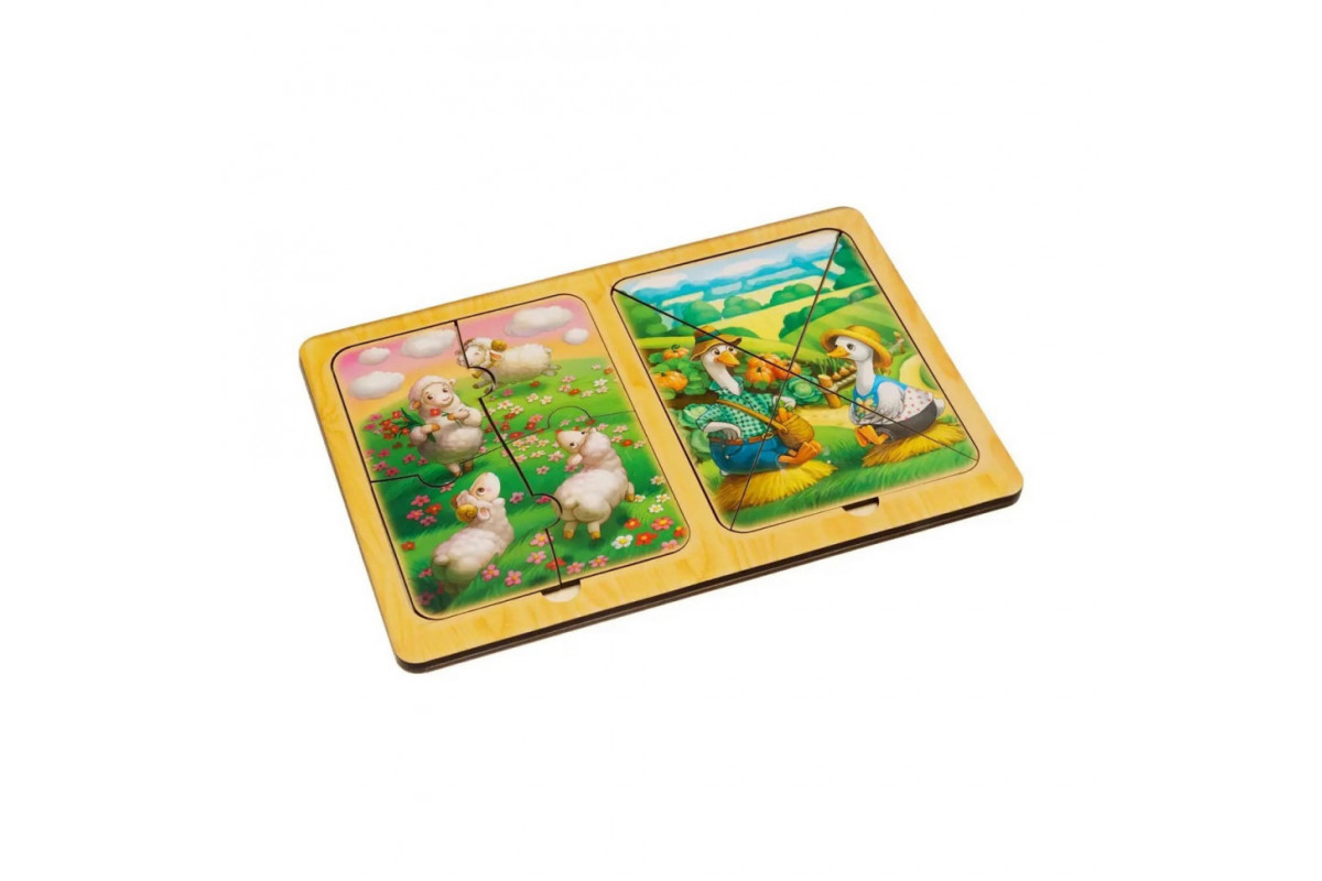 Деревянный пазл-вкладыш "Овцы и гуси" Ubumblebees (ПСД181) PSD181 в рамке
