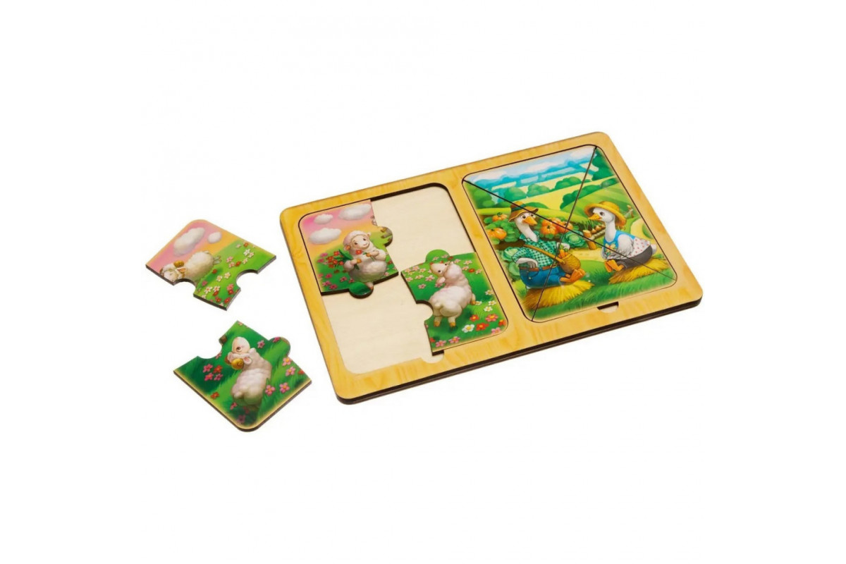 Деревянный пазл-вкладыш "Овцы и гуси" Ubumblebees (ПСД181) PSD181 в рамке