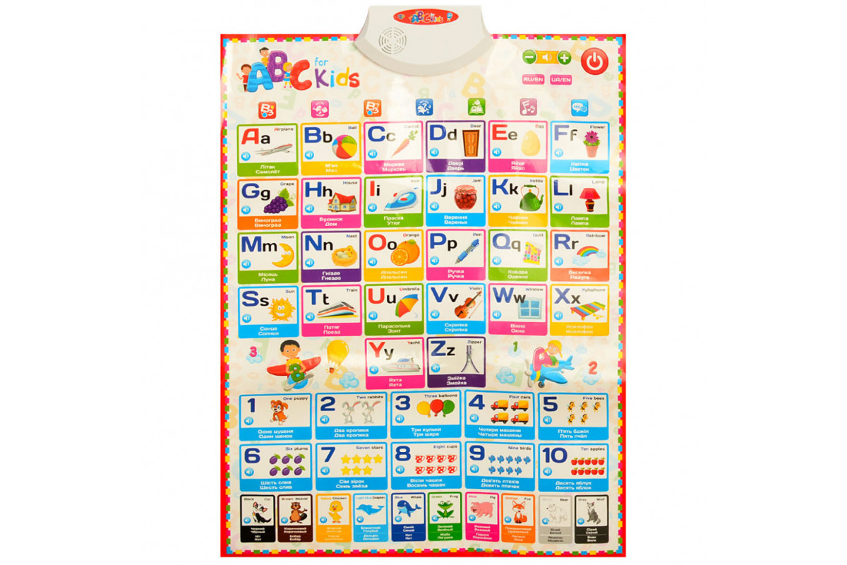 Интерактивный развивающий плакат 7031 ENG рус/англ языки