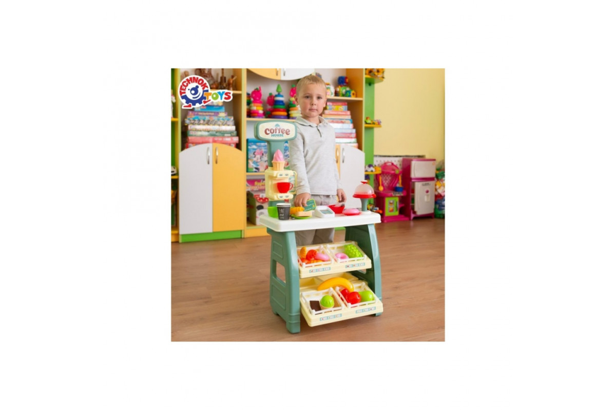 Ігровий дитячий набір "Кав'ярня" 9765TXK прилавок з полицями, іграшкові солодощі