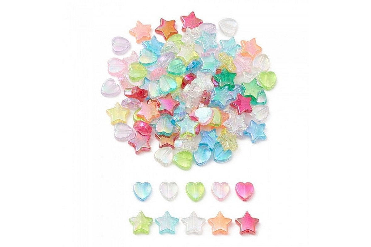 Декоративні намистинки для творчості Серця і Зірки Dom Busin УТ100031875 в упаковці 50 шт