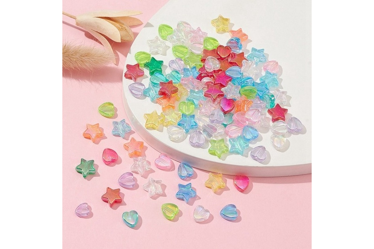 Декоративні намистинки для творчості Серця і Зірки Dom Busin УТ100031875 в упаковці 50 шт