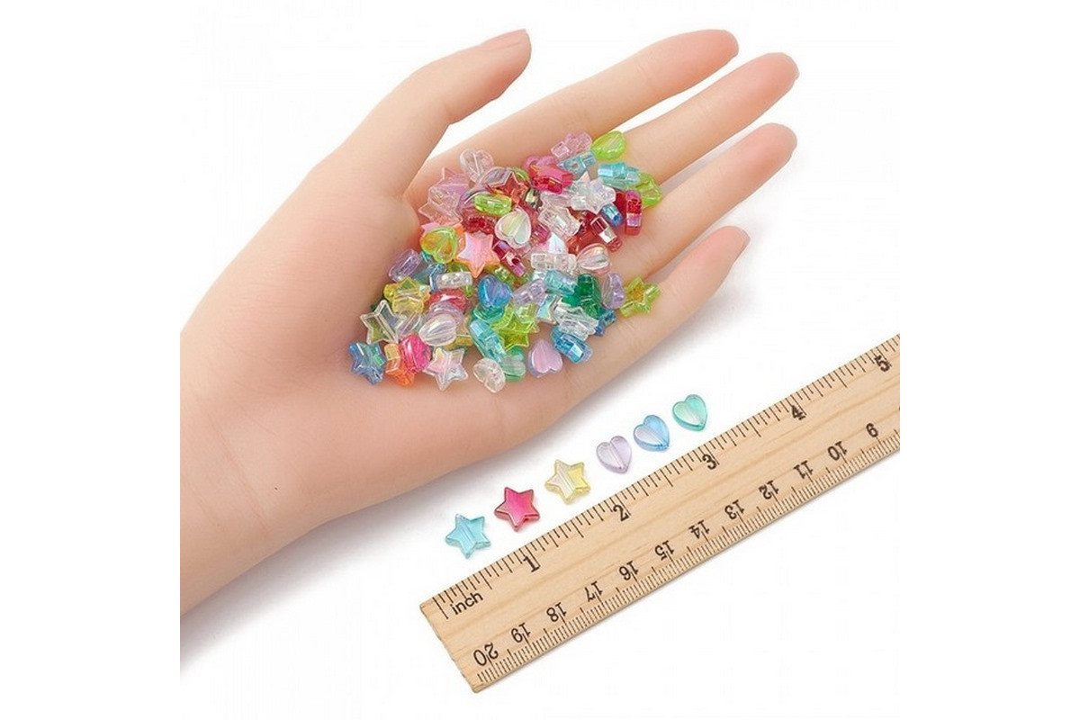 Декоративні намистинки для творчості Серця і Зірки Dom Busin УТ100031875 в упаковці 50 шт