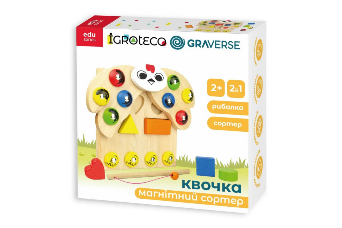 Деревянная развивающая игра "Магнитный сортер Квочка" 900637