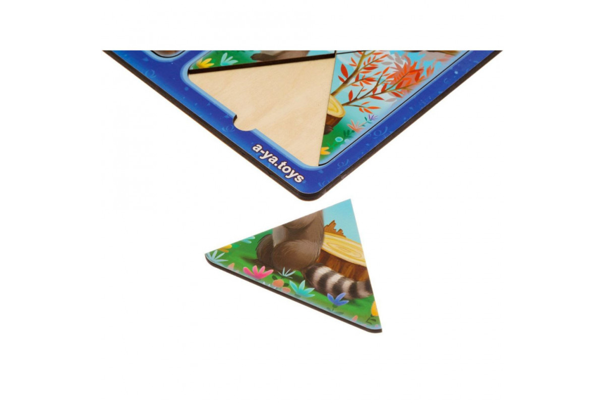 Деревянный пазл-вкладыш "Зайки и енотики" Ubumblebees (ПСД182) PSD182 в рамке