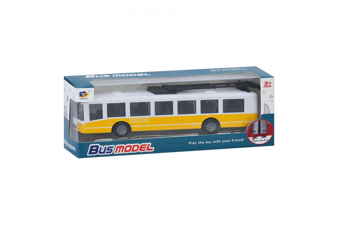 Детский инерционный троллейбус DD2813AC(Yellow) открываются двери