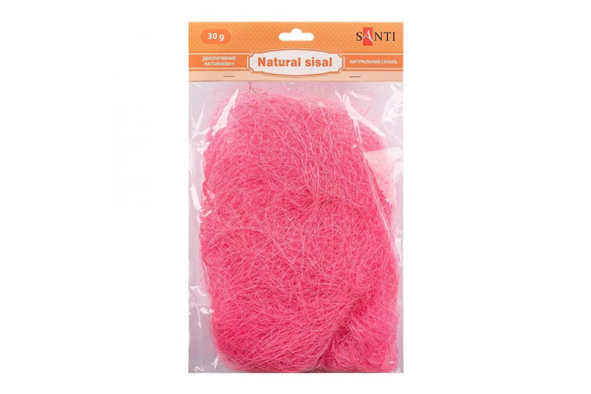 Декоративный наполнитель Сизаль 742785 натуральный, 30 грамм, розовый