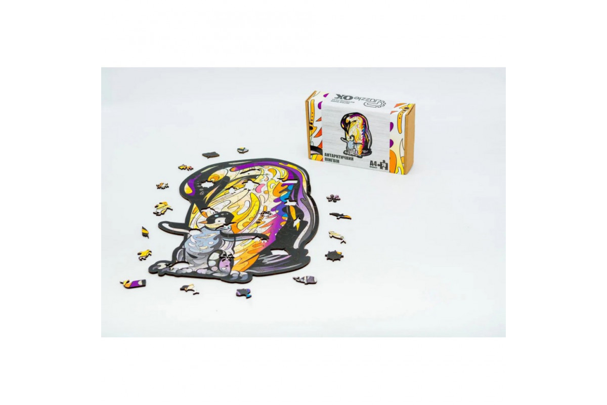 Фігурний дерев'яний пазл A4 Антарктичний пінгвін PuzA4-00756, 78 деталей