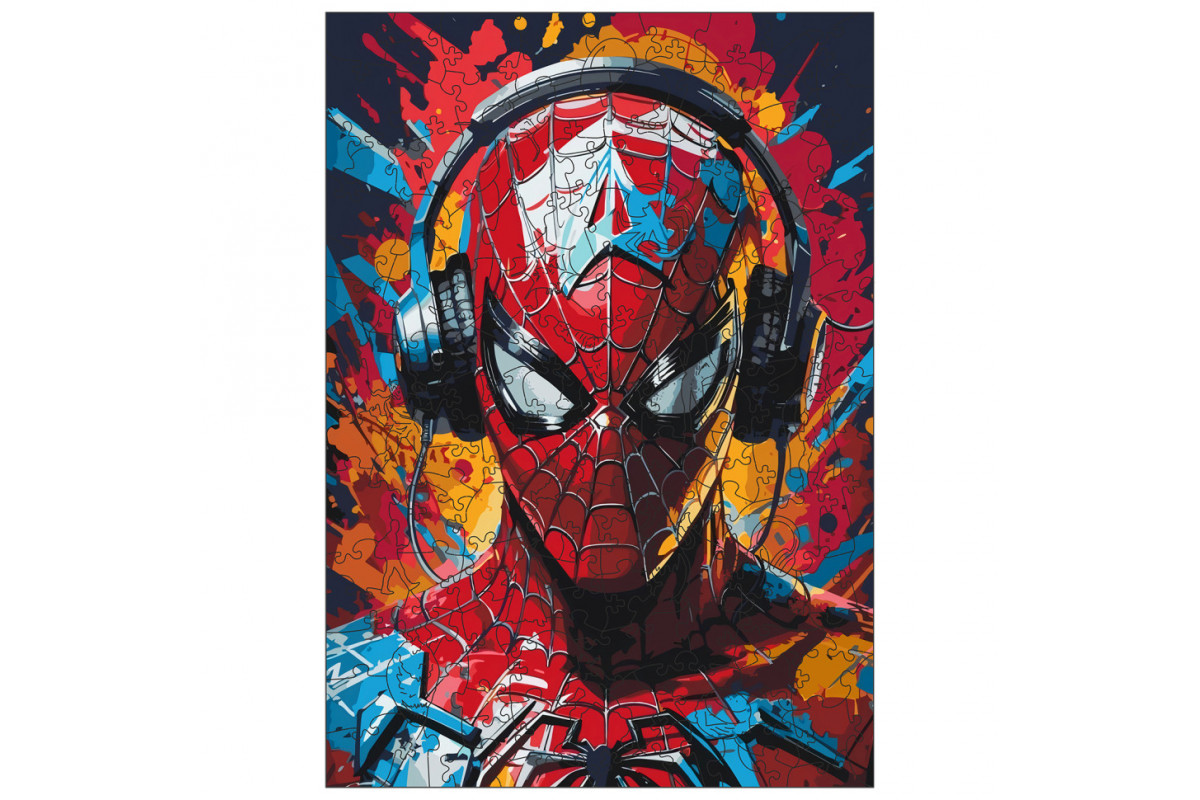 Фігурний пазл з дерева "Людина-павук" PZ013-A4C-AC розмір А4, картонна коробка