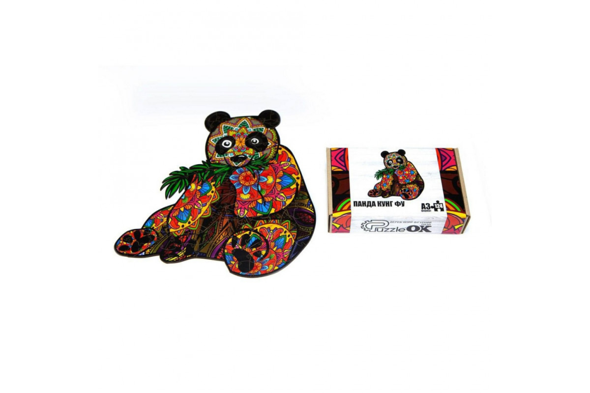 Фигурный деревянный пазл A3 "Кунг-фу Панда" PuzA3-01211, 124 элемента