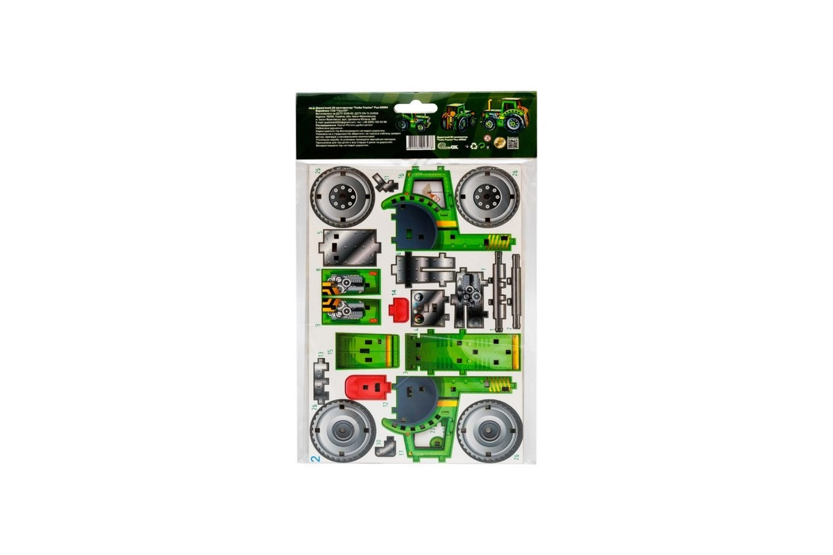 Детский деревянный 3D конструктор "Турбо трактор" Puz-00960, 71 деталь