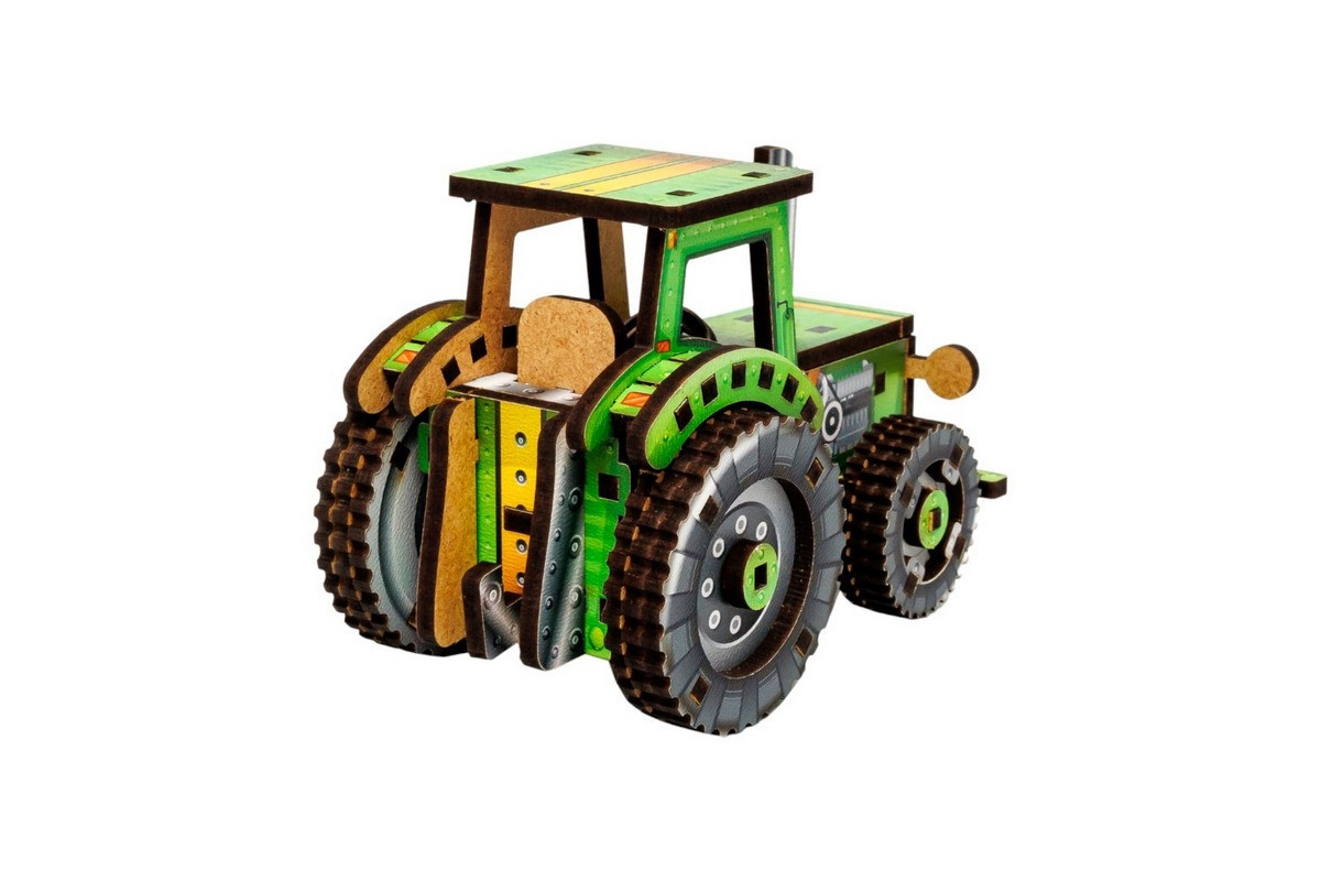 Детский деревянный 3D конструктор "Турбо трактор" Puz-00960, 71 деталь