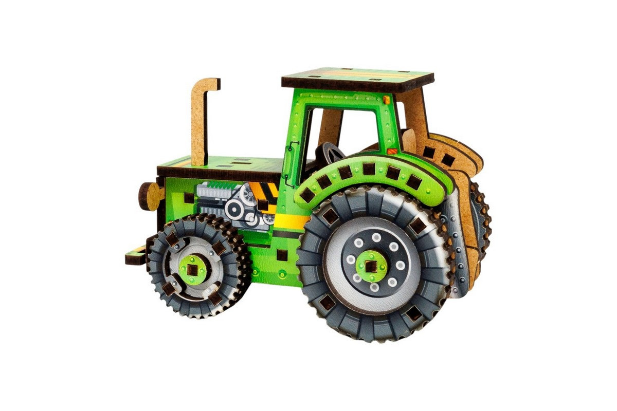 Детский деревянный 3D конструктор "Турбо трактор" Puz-00960, 71 деталь