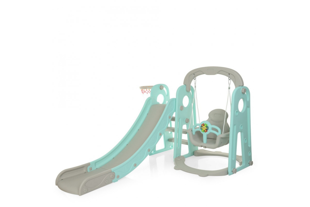 Детская горка-качель YG2020-1-4 пластик, с баскетбольным кольцом