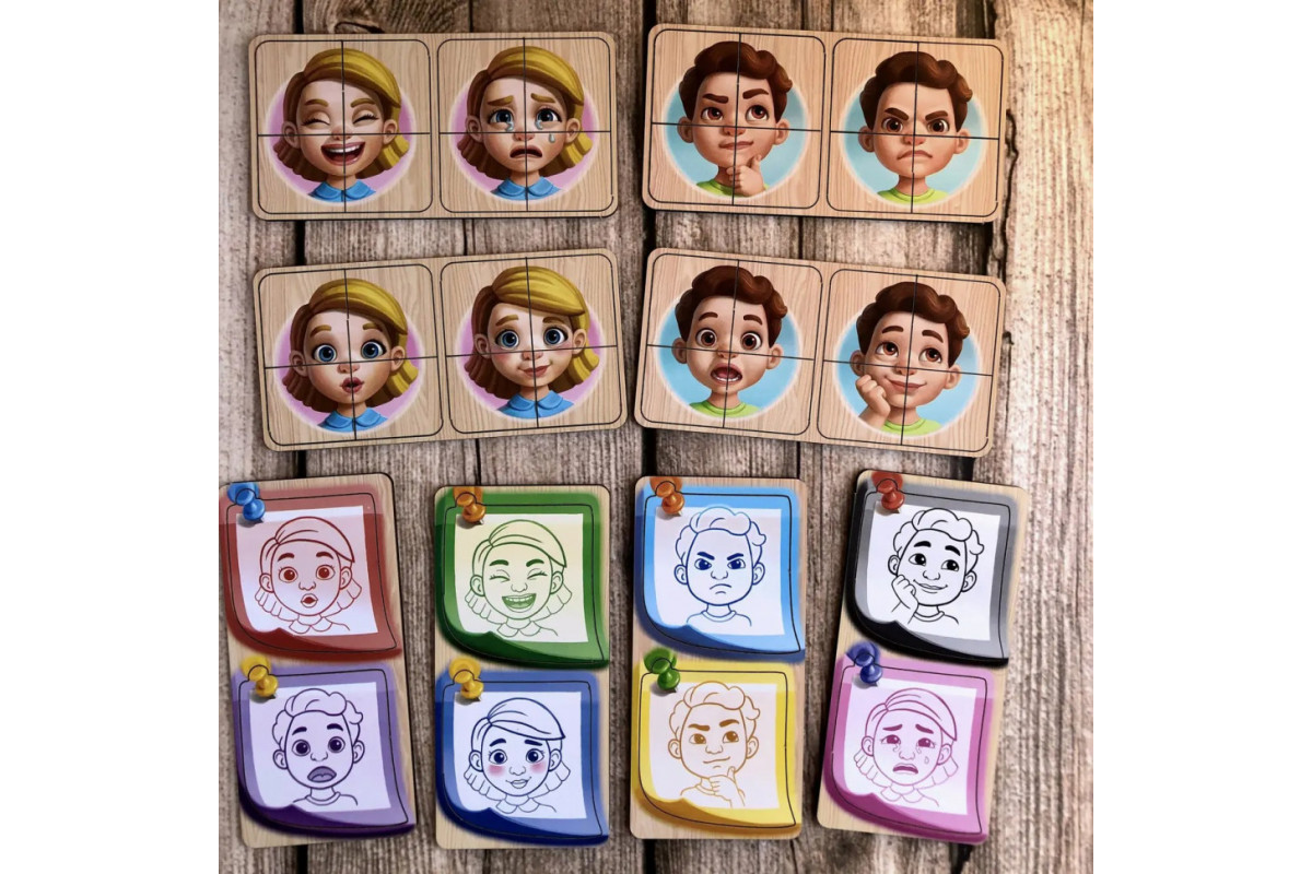 Деревянный пазл-сортер "Эмоции" Ubumblebees (ПСФ101) PSF101, 36 деталей