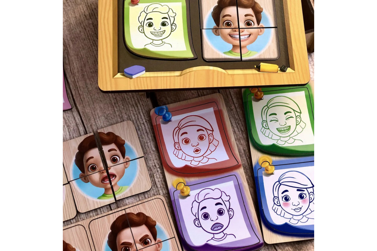 Деревянный пазл-сортер "Эмоции" Ubumblebees (ПСФ101) PSF101, 36 деталей