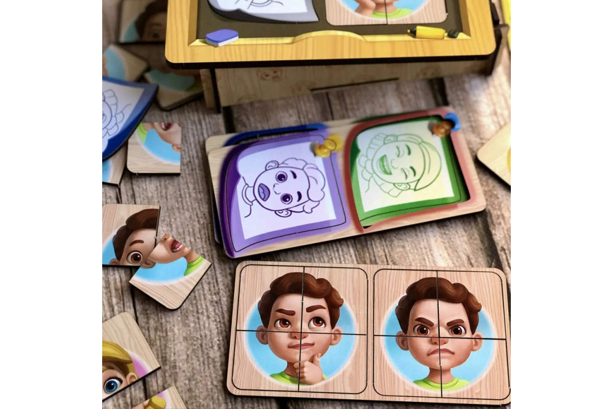 Деревянный пазл-сортер "Эмоции" Ubumblebees (ПСФ101) PSF101, 36 деталей