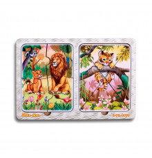Деревянный пазл-вкладыш "Львы и тигренок" Ubumblebees (ПСД184) PSD184 в рамке