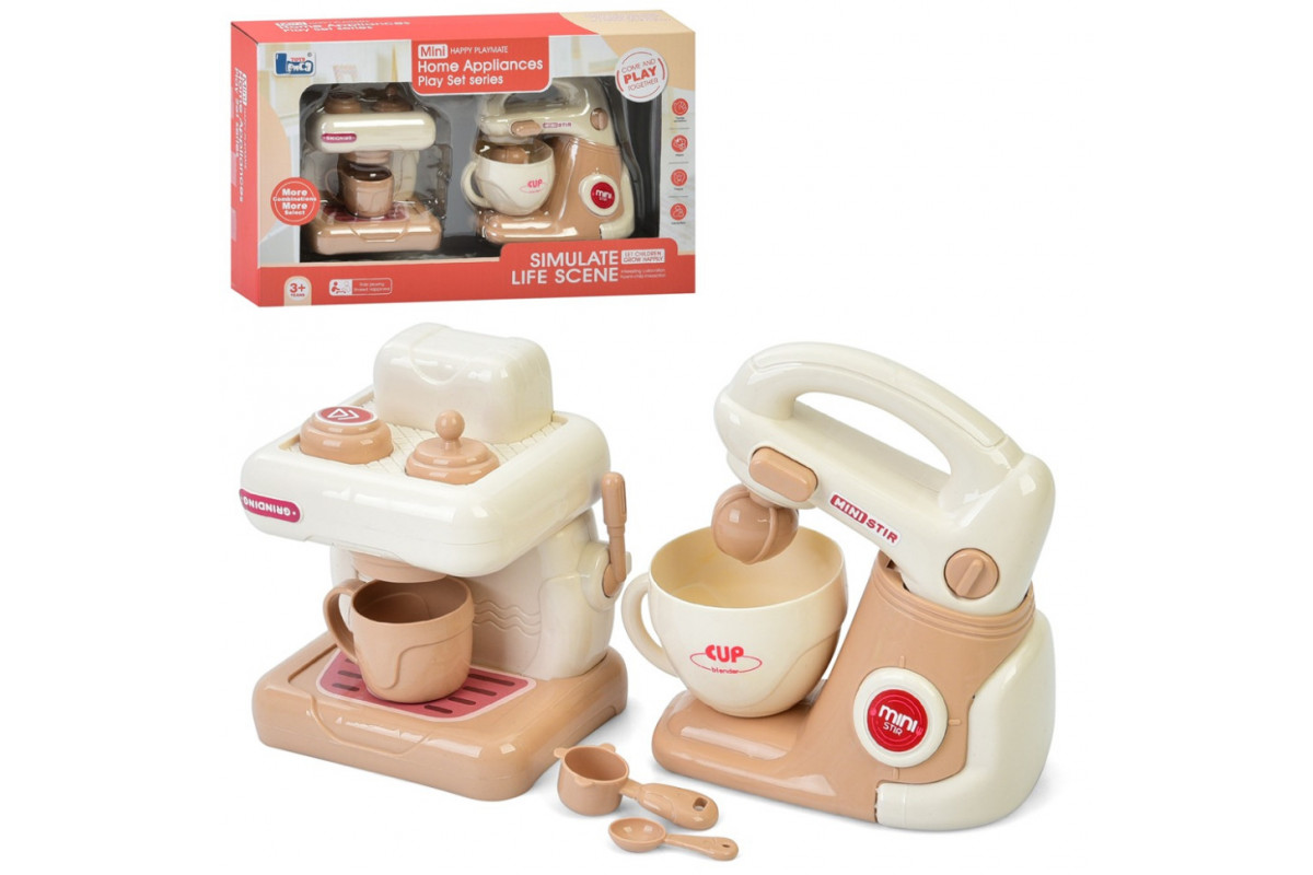 Детская бытовая техника "Миксер-Кофемашина" E02 механический вращающийся венчик