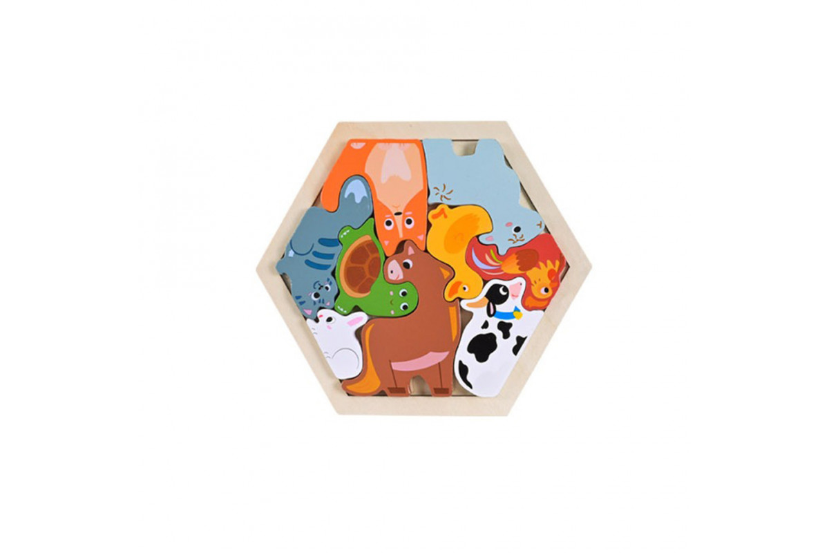 Детский деревянный пазл вкладыш "Зверушки" C9441-7
