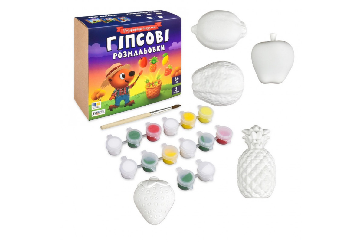 Набір для творчості Гіпсові розмальовки "Розфарбуй фрукти" 30989