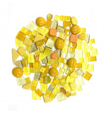 Набор стеклянных камешков для мозаики 6505, 200 грамм, 150-180 шт, 4 мм, желтый