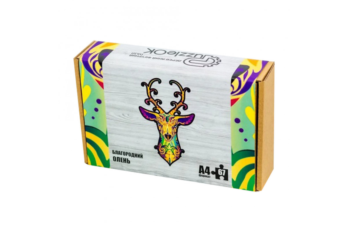 Фігурний дерев'яний пазл A4 Благородний Олень PuzA4-00731, 67 деталей