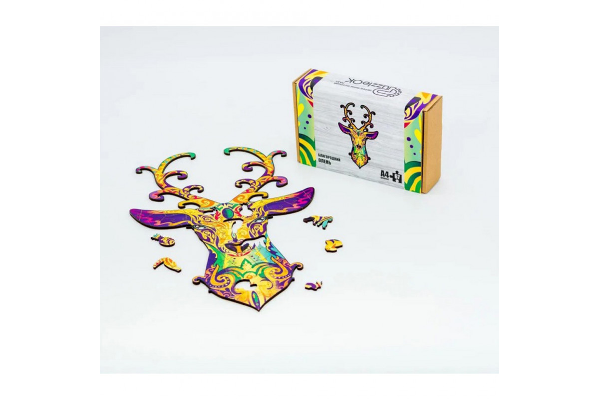 Фігурний дерев'яний пазл A4 Благородний Олень PuzA4-00731, 67 деталей