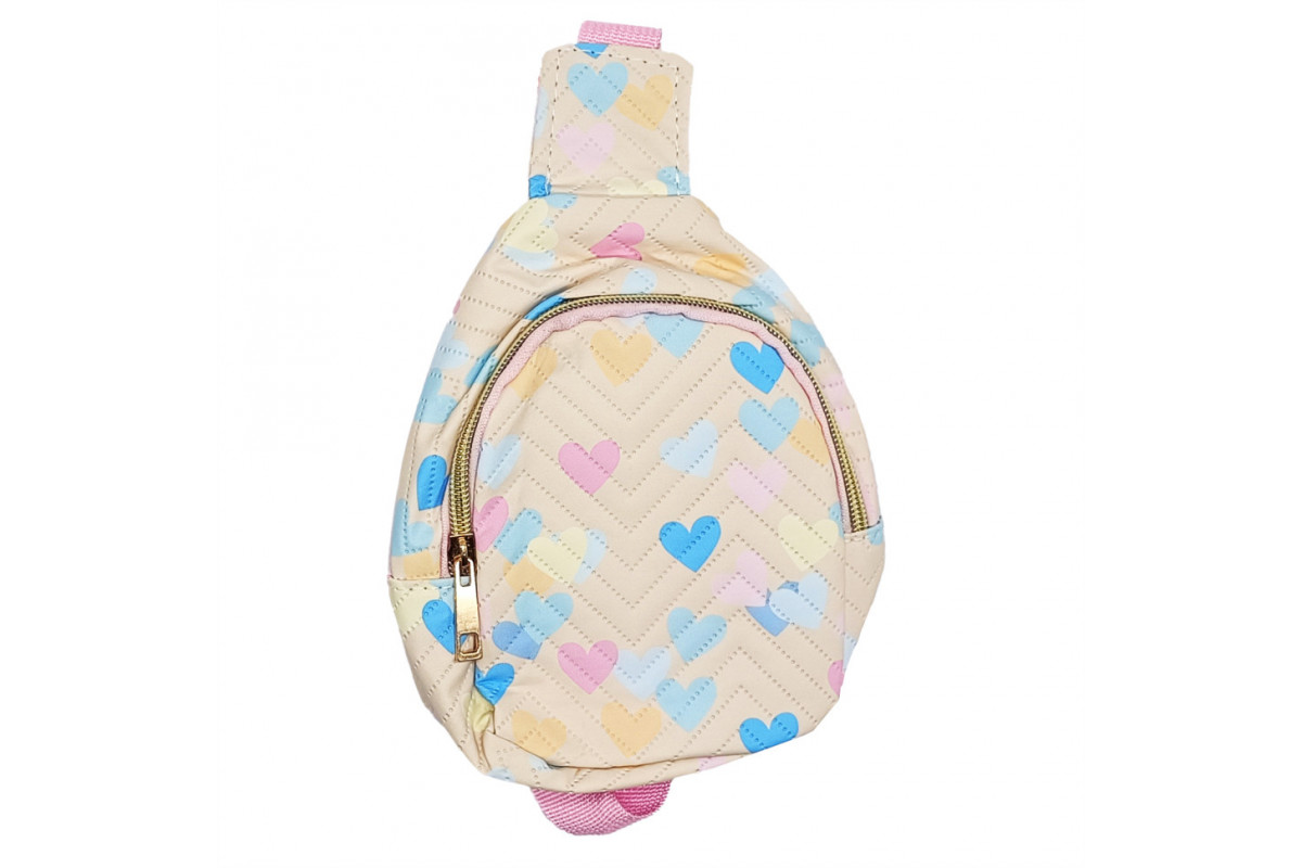 Детская сумочка "Сердечки" FG230705009 застежка-молния, 1 отделение Бежевый