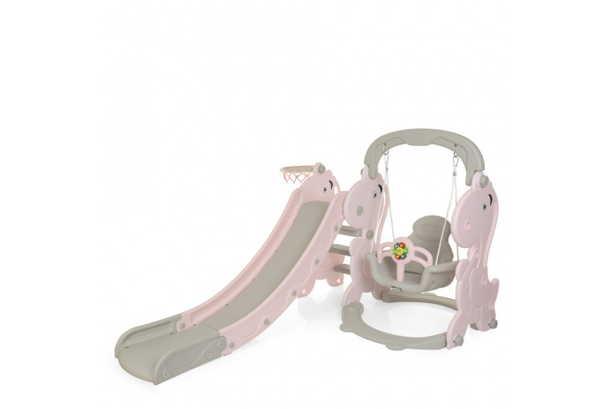 Дитяча гірка-гойдалка YG2020-2-8 пластик, з баскетбольним кільцем