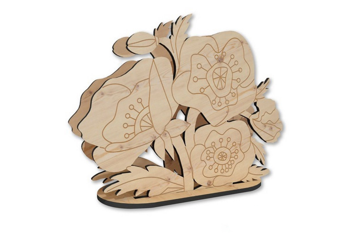 Деревянная салфетница для декорирования "Маки" FDPO-302