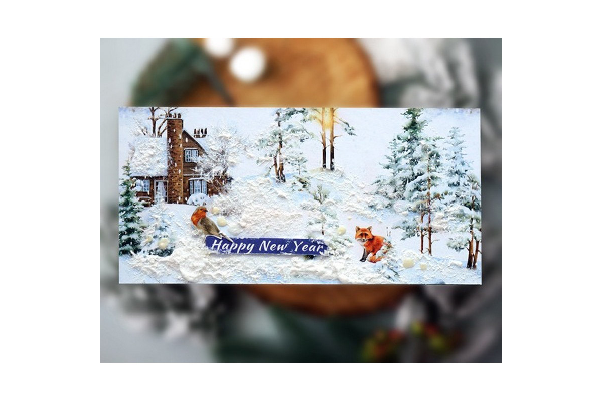 Набір для створення 2 шт вітальних листівок на підставках "Зимовий ліс" FDGCK-049, 20 см х 10 см